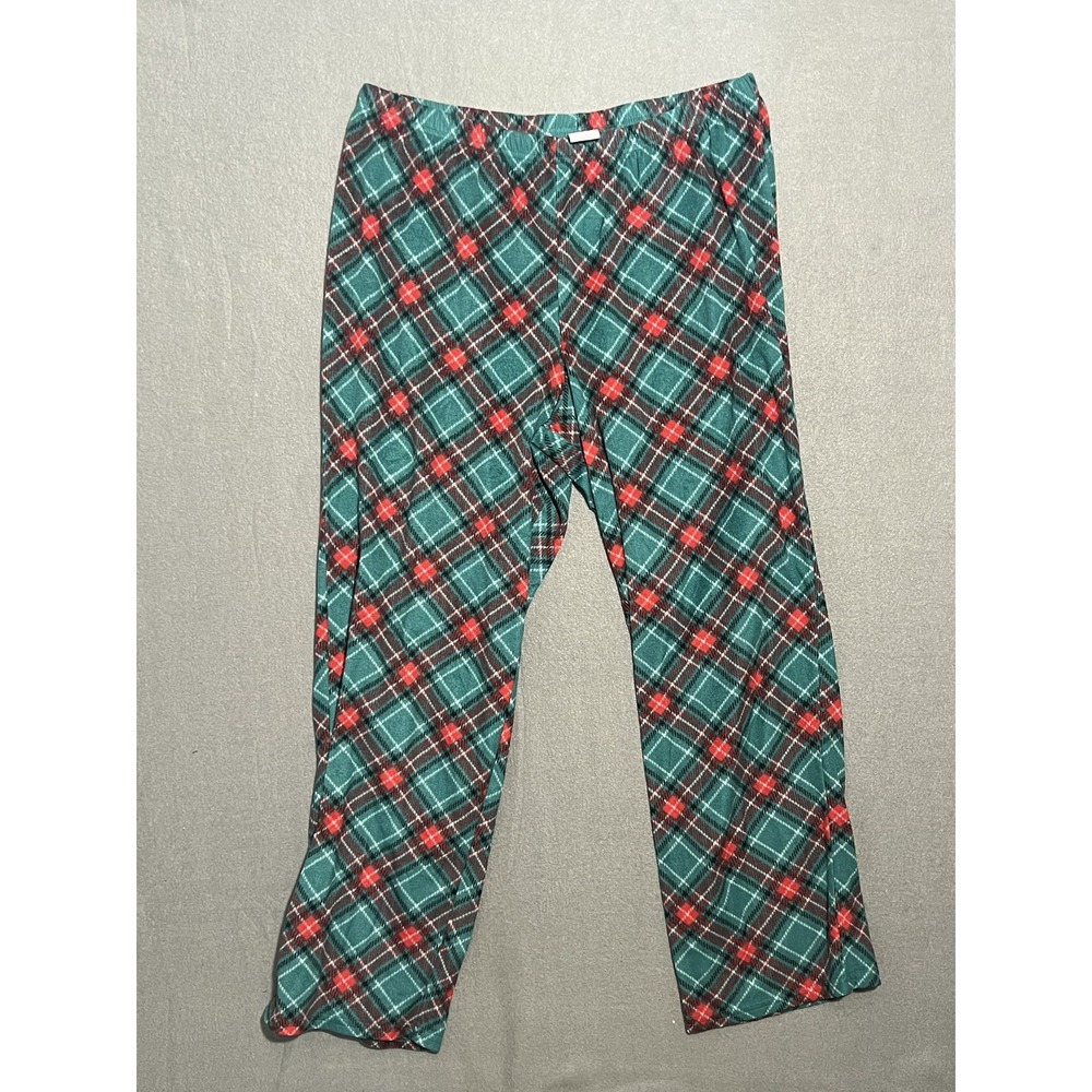Croft & Barrow Women's XL Plaid‎ Fleece Pajama Lounge Pants Green Red Sleepwear